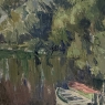 Antique Belgian Impressionist Oil Painting on Canvas by Albert Chavepeyer (1899-1986) 'River Landscape'