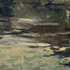 Antique Belgian Impressionist Oil Painting on Canvas by Albert Chavepeyer (1899-1986) 'River Landscape'