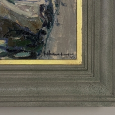 Antique Belgian Impressionist Oil Painting on Canvas by Albert Chavepeyer (1899-1986) 'River Landscape'