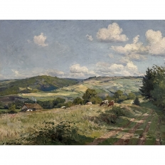 Antique Framed Oil Painting on Canvas by Xavier Wurth (1869-1933)