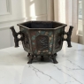 Antique Japanese Meiji Period Enameled Bronze Hexagonal Cachepot Planter