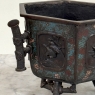 Antique Japanese Meiji Period Enameled Bronze Hexagonal Cachepot Planter