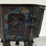 Antique Japanese Meiji Period Enameled Bronze Hexagonal Cachepot Planter