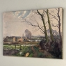 Antique Oil Painting on Canvas by Victor Fermans 'Winter Village Landscape'
