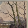 Antique Oil Painting on Canvas by Victor Fermans 'Winter Village Landscape'