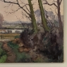 Antique Oil Painting on Canvas by Victor Fermans 'Winter Village Landscape'