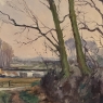 Antique Oil Painting on Canvas by Victor Fermans 'Winter Village Landscape'