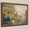 Antique Framed Oil Painting on Canvas by Victor Fermans 'Autumn Village Scene'