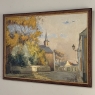 Antique Framed Oil Painting on Canvas by Victor Fermans 'Autumn Village Scene'