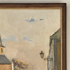 Antique Framed Oil Painting on Canvas by Victor Fermans 'Autumn Village Scene'