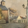 Antique Framed Oil Painting on Canvas by Victor Fermans 'Autumn Village Scene'