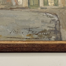 Antique Framed Oil Painting on Canvas by Victor Fermans 'Autumn Village Scene'