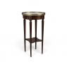 French Louis XVI Mahogany End Table with Carrara Marble Top and Brass Gallery