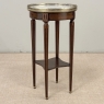 French Louis XVI Mahogany End Table with Carrara Marble Top and Brass Gallery