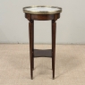 French Louis XVI Mahogany End Table with Carrara Marble Top and Brass Gallery