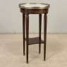 French Louis XVI Mahogany End Table with Carrara Marble Top and Brass Gallery