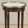 French Louis XVI Mahogany End Table with Carrara Marble Top and Brass Gallery