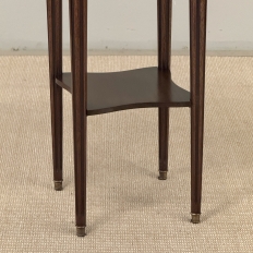 French Louis XVI Mahogany End Table with Carrara Marble Top and Brass Gallery
