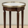 French Louis XVI Mahogany End Table with Carrara Marble Top and Brass Gallery