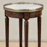 French Louis XVI Mahogany End Table with Carrara Marble Top and Brass Gallery