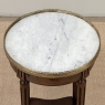 French Louis XVI Mahogany End Table with Carrara Marble Top and Brass Gallery