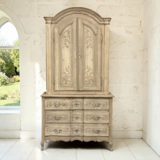 18th Century Country French Louis XV Liegeois Stripped Oak Commode a Deux Corps
