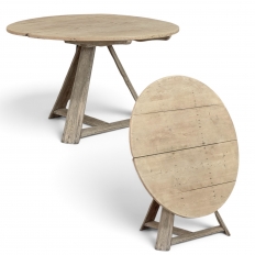 18th Century Rustic Dutch Stripped Oak Round Tilt Top Center Table