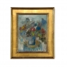 id Century Modernist Floral Still Life Oil Painting by Marcel Mortier in Original Gold Leaf Frame