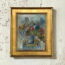id Century Modernist Floral Still Life Oil Painting by Marcel Mortier in Original Gold Leaf Frame