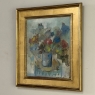 id Century Modernist Floral Still Life Oil Painting by Marcel Mortier in Original Gold Leaf Frame