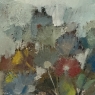 id Century Modernist Floral Still Life Oil Painting by Marcel Mortier in Original Gold Leaf Frame