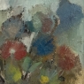 id Century Modernist Floral Still Life Oil Painting by Marcel Mortier in Original Gold Leaf Frame
