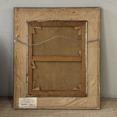 id Century Modernist Floral Still Life Oil Painting by Marcel Mortier in Original Gold Leaf Frame