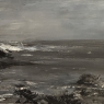 Mid Century Oil on Canvas by Francine Kerckx (1921-?) 'Stormy Seascape with Rocky Coast'