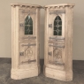 Pair Rustic Gothic Revival Oak Corner Wine Cabinets ~ Vitrines