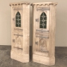 Pair Rustic Gothic Revival Oak Corner Wine Cabinets ~ Vitrines