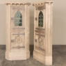Pair Rustic Gothic Revival Oak Corner Wine Cabinets ~ Vitrines