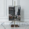 Antique Signed Oil Painting on Board 'Brussels Flower Market on the Grand Place'