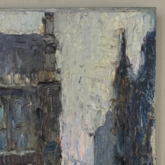 Antique Signed Oil Painting on Board 'Brussels Flower Market on the Grand Place'