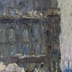 Antique Signed Oil Painting on Board 'Brussels Flower Market on the Grand Place'