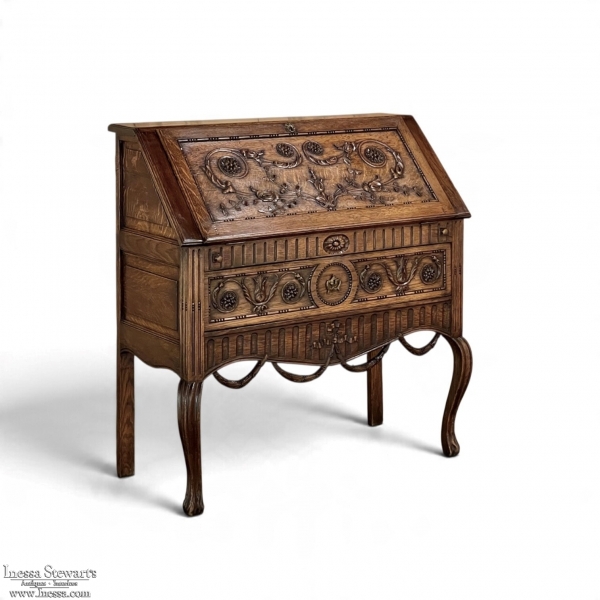19th Century Country French Louis XVI Slant Front Secretary Desk