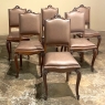 Set of 6 Antique Country French Louis XVI Dining Chairs with Leather
