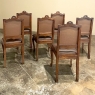 Set of 6 Antique Country French Louis XVI Dining Chairs with Leather
