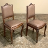 Set of 6 Antique Country French Louis XVI Dining Chairs with Leather
