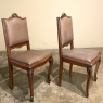 Set of 6 Antique Country French Louis XVI Dining Chairs with Leather
