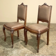 Set of 6 Antique Country French Louis XVI Dining Chairs with Leather