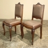 Set of 6 Antique Country French Louis XVI Dining Chairs with Leather