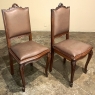 Set of 6 Antique Country French Louis XVI Dining Chairs with Leather