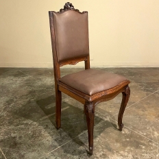 Set of 6 Antique Country French Louis XVI Dining Chairs with Leather