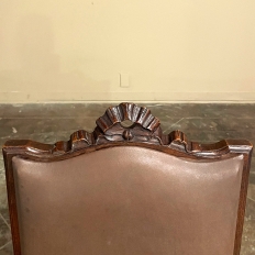 Set of 6 Antique Country French Louis XVI Dining Chairs with Leather